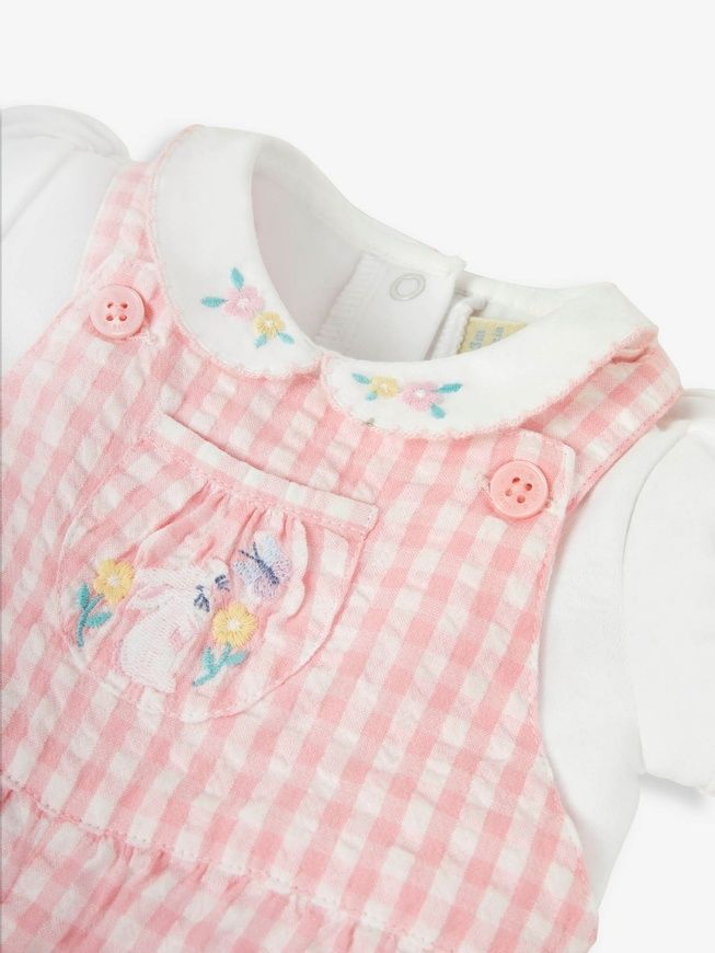 Комбинезон в клеточку и бодик для девочки, JoJo Maman Bebe, 3-6 мес фото