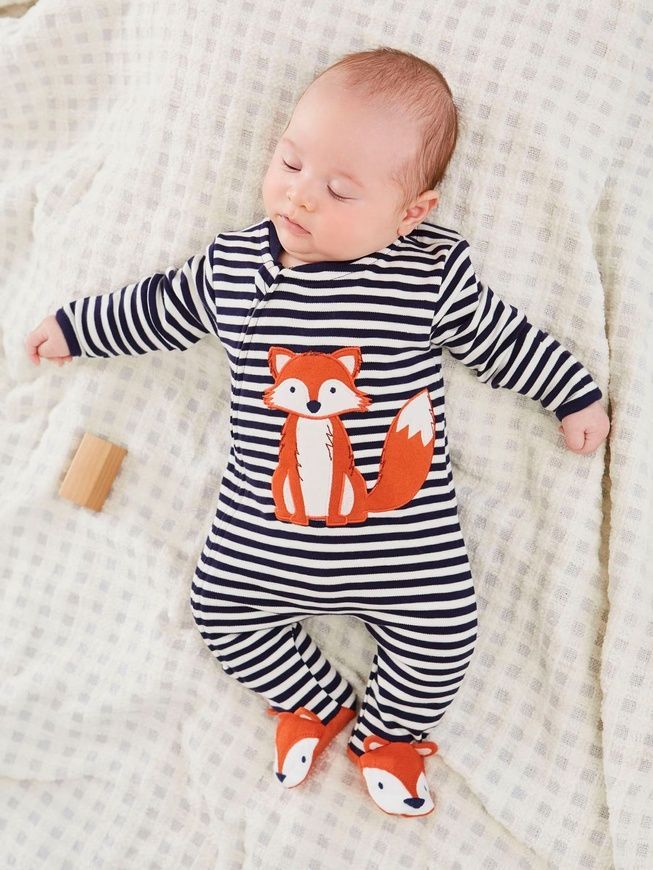 Чоловічок з аплікацією лисичка смужка для немовлят, JoJo Maman Bebe, newborn фото