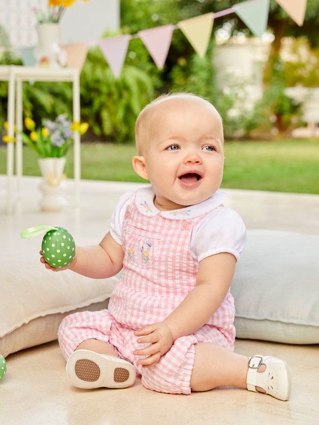 Комбинезон в клеточку и бодик для девочки, JoJo Maman Bebe, 3-6 мес фото
