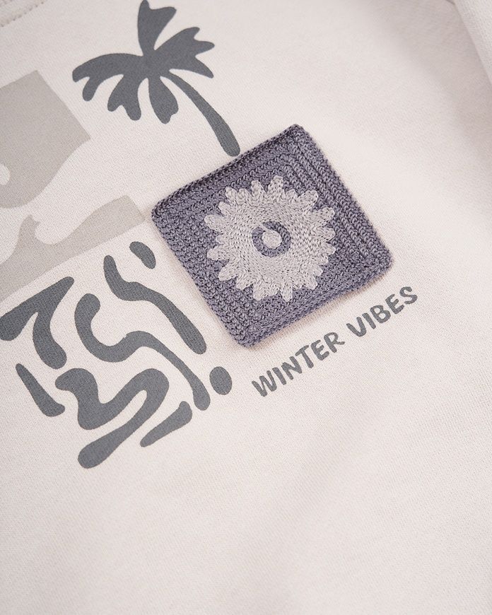 Свитшот серо-бежевый с графитовыми орнаментами winter vibes для детей, Tuffy, 3-4 года фото