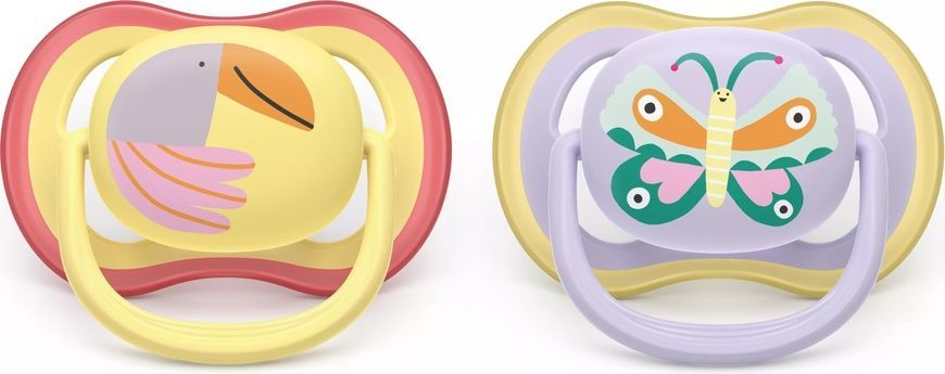 Пустушка Ultra Air жовто-фіолетова для немовлят, PHILIPS Avent, 0-6 міс фото