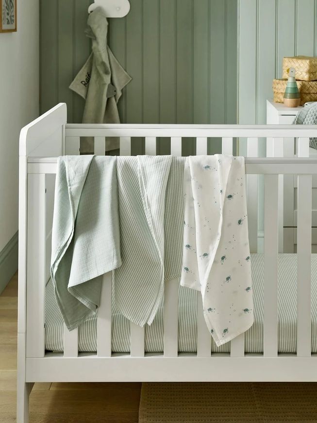 Пелюшки муслінові 3шт м'ятні з черепахами для немовлят, Mamas Papas фото