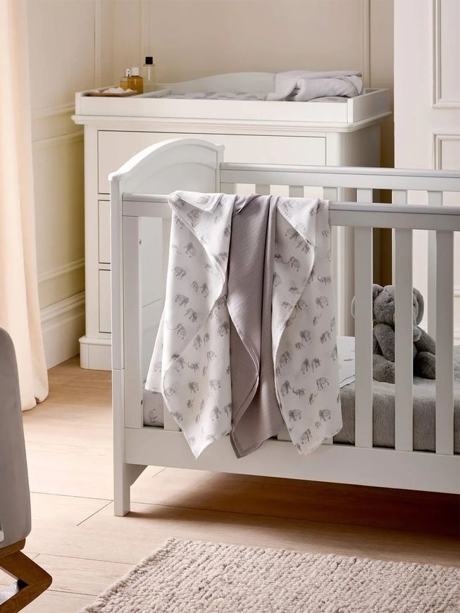 Пелюшки муслінові 3шт сірі з слониками для немовлят, Mamas Papas фото