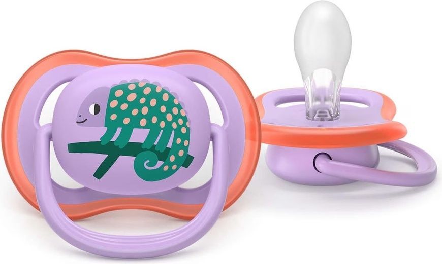 Пустышка Ultra Air фиолетово-коралловая для младенцев, PHILIPS Avent, 18+ мес фото