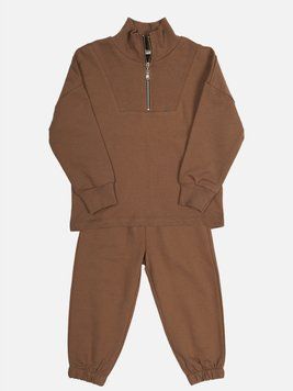 Костюм шоколадний: світшот half-zip та штани на резинці внизу для дітей, Vauva, 2-3 роки фото