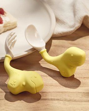 Набор детский ложечка с вилкой желтые дракошки 2шт, Baby Care фото