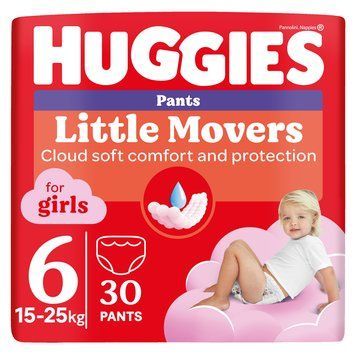 Трусики-подгузники Huggies Little Movers Pants Jumbo 6 (15-25 кг) для девочек, 30 шт. фото