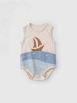 Боди бежевое с морем и корабликом для младенцев, Koala Bebe, 3-6 мес фото