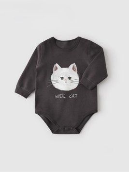 Бодік чорний з наліпкою котик для немовлят, Koala Bebe, 6-9 міс фото
