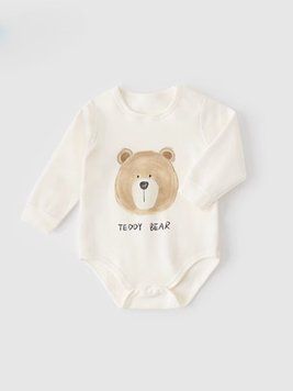 Білий бодік з наліпкою ведмедик для немовлят, Koala Bebe, 6-9 міс фото
