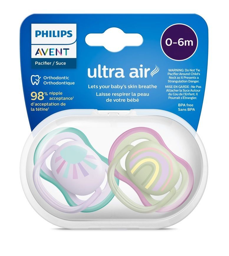 Пустушка Ultra Air для немовлят, Philips Avent, 0-6 міс, 2 шт фото